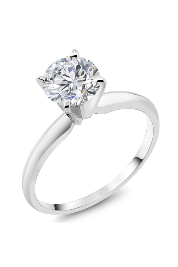 18K White Gold IGI Certified Lab Grown Diamond Solitaire Engagement Ring for Women | 1 Ct Round Cut | E-F Color | VS1-VS2 Clarity | Size 9