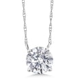 thumbnail image 1 of Gem Stone King 18K White Gold Lab Grown Diamond Pendant Necklace for Women | 0.74 Cttw | Gemstone April Birthstone | Round 6MM | DEF Color | VVS-VS Color | With 18 inch Chain, 1 of 4