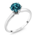 thumbnail image 1 of Gem Stone King 18K White Gold London Blue Topaz Solitaire Engagement Ring for Women (1.33 Cttw, Gemstone November Birthstone, Round 6.5MM, Size 8), 1 of 5