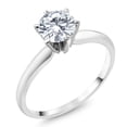 thumbnail image 1 of Gem Stone King 18K White Gold Moissanite Solitaire Engagement Ring for Women (1.00 Cttw, Gemstone Birthstone, Round 6.5MM, Size 9), 1 of 5