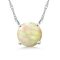 thumbnail image 1 of Gem Stone King 18K White Gold Pendant Necklace 0.56 Ct Round Cabochon White Ethiopian Opal, 1 of 4