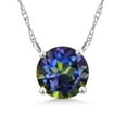 thumbnail image 1 of Gem Stone King 18K White Gold Pendant Necklace 1.00 Ct Round Blue Mystic Topaz, 1 of 4