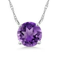 thumbnail image 1 of Gem Stone King 18K White Gold Pendant Necklace 18K White Gold Purple Amethyst Pendant Pendant Necklace (1.00 Ct with 18 inch Chain), 1 of 4