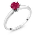 thumbnail image 1 of Gem Stone King 18K White Gold Red Ruby Engagement Solitaire Ring for Women (0.55 Cttw, Round 5MM, Gemstone July Birthstone, Size 7), 1 of 4
