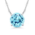 thumbnail image 1 of Gem Stone King 18K White Gold Round Blue Apatite Pendant Necklace for Women (0.82 Cttw, Round 6MM), 1 of 4