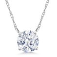 thumbnail image 1 of Gem Stone King 18K White Gold White Zirconia Necklace for Women (0.75 Cttw, Gemstone, Round 5MM, 18 inch Chain), 1 of 4