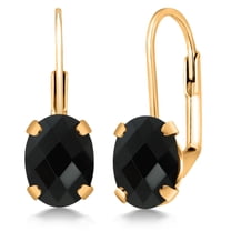 Gem Stone King 18K Yellow Gold Plated Silver Black Onyx Earrings for WomenWomen | 3.20 Cttw | Gemstone December Birthstone | Oval 8X6MM