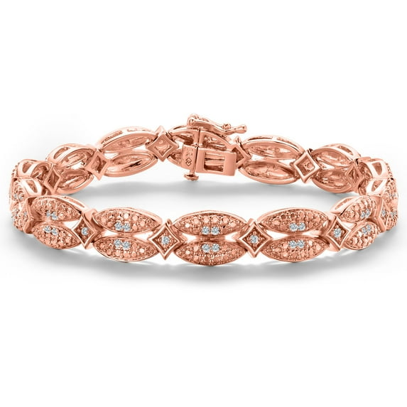 Gem Stone King 18K Yellow Gold Plated Filigree Ornate links Rough Faceted Diamond Tennis Bracelet for Women (1.00 Cttw, 7.5 inches)