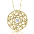 thumbnail image 1 of Gem Stone King 18K Yellow Gold Plated Moissanite Filigree Pendant Necklace for Women | 2.00 Cttw | Round 6MM | Gemstone Birthstone | Length: 1.5 inch | with 18 inch Chain, 1 of 2
