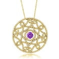 thumbnail image 1 of Gem Stone King 18K Yellow Gold Plated Purple Zirconia Filigree Pendant Necklace for Women | 2.70 Cttw | Round 6MM | Gemstone Birthstone | Length: 1.5 inch | Center: 6MM | with 18 inch Chain, 1 of 2