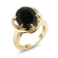 thumbnail image 1 of Gem Stone King 18K Yellow Gold Plated Silver Black Onyx Engagement Ring for Women (4.07 Cttw, Gemstone December Birthstone, Oval 12X10MM, Size 8), 1 of 5