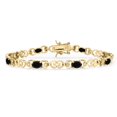 thumbnail image 1 of Gem Stone King 18K Yellow Gold Plated Silver Black Onyx and Lab Grown Diamond Bracelet for Women | 3.21 Cttw | Gemstone December Birthstone | Oval 6X4MM | Length 7.25 inches, 1 of 6
