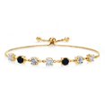 thumbnail image 1 of Gem Stone King 18K Yellow Gold Plated Silver Black Onyx Lab Grown Diamond Tennis Bracelet for Women Set with Moissanite (2.46 Cttw, Fully Adjustable up to 9 inch), 1 of 3