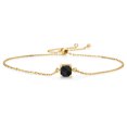 thumbnail image 1 of Gem Stone King 18K Yellow Gold Plated Silver Black Onyx Solitaire Bracelet for Women (0.92 Cttw, Cushion Checkerboard Cut 6MM), 1 of 4