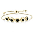 thumbnail image 1 of Gem Stone King 18K Yellow Gold Plated Silver Black Onyx Tennis Bracelet for Women (4.00 Cttw, Round 6MM, Gemstone December Birthstone, Fully Adjustable up to 9 inch), 1 of 2