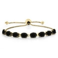 thumbnail image 1 of Gem Stone King 18K Yellow Gold Plated Silver Black Onyx Tennis Bracelet for Women (5.60 Cttw, Gemstone December Birthstone, Oval 7X5MM, Fully Adjustable up to 9 inch), 1 of 6