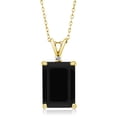 thumbnail image 1 of Gem Stone King 18K Yellow Gold Plated Silver Black Onyx and White Diamond Pendant Necklace for Women (5.02 Cttw, Gemstone December Birthstone, Emerald Cut 14X10MM, with 18 inch Silver Chain), 1 of 3