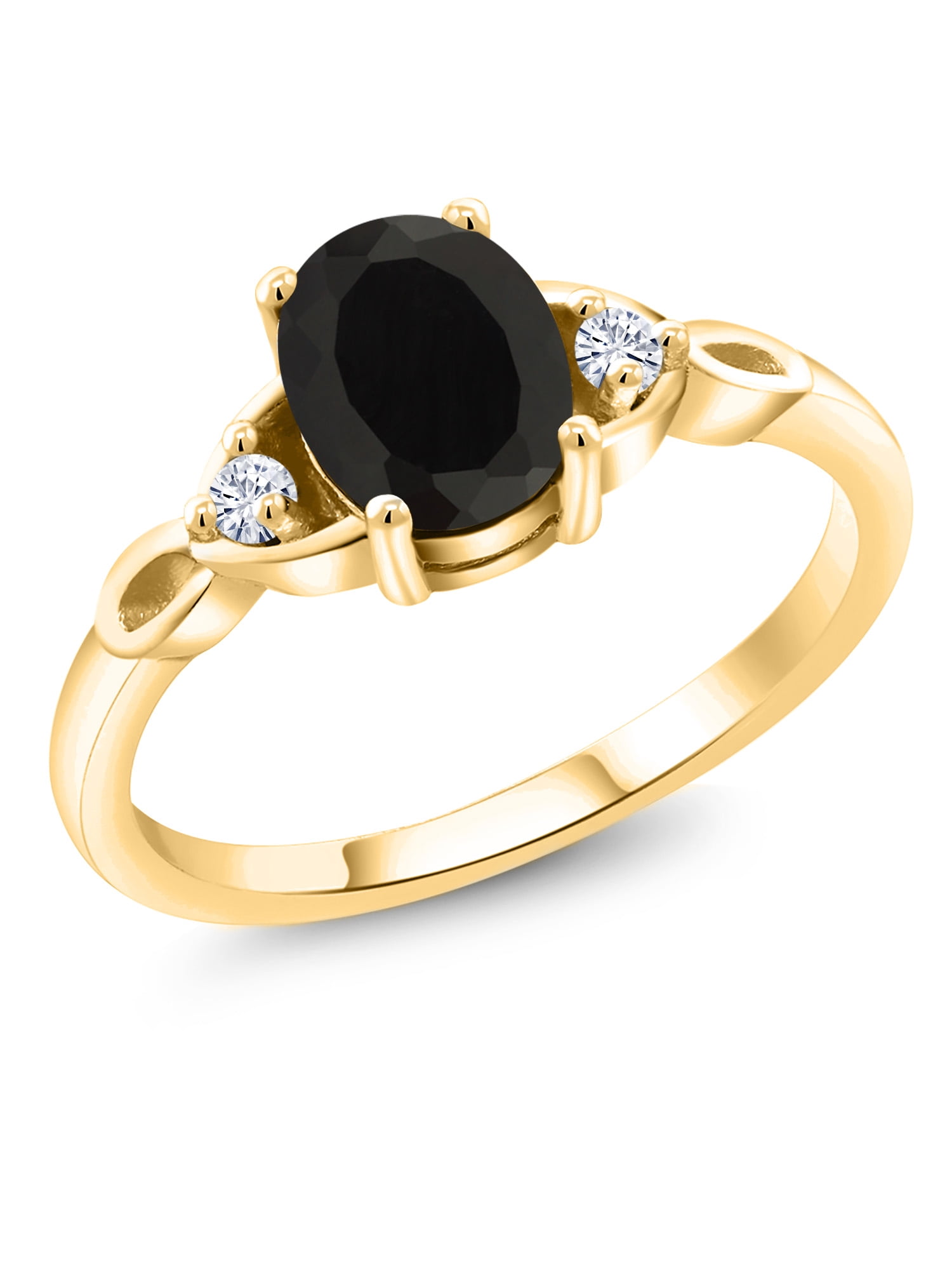 Gem Stone King Sterling Silver Black Onyx Women's Solitaire Ring - 0.68 Ct Oval, Sizes 5-9, Birthstone Jewelry - View #8