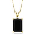 thumbnail image 1 of Gem Stone King 18K Yellow Gold Plated Silver Black Onyx and White Moissanite Pendant Necklace for Women (6.62 Cttw, Gemstone December Birthstone, Emerald Cut 14X10MM, with 18 inch Silver Chain), 1 of 4