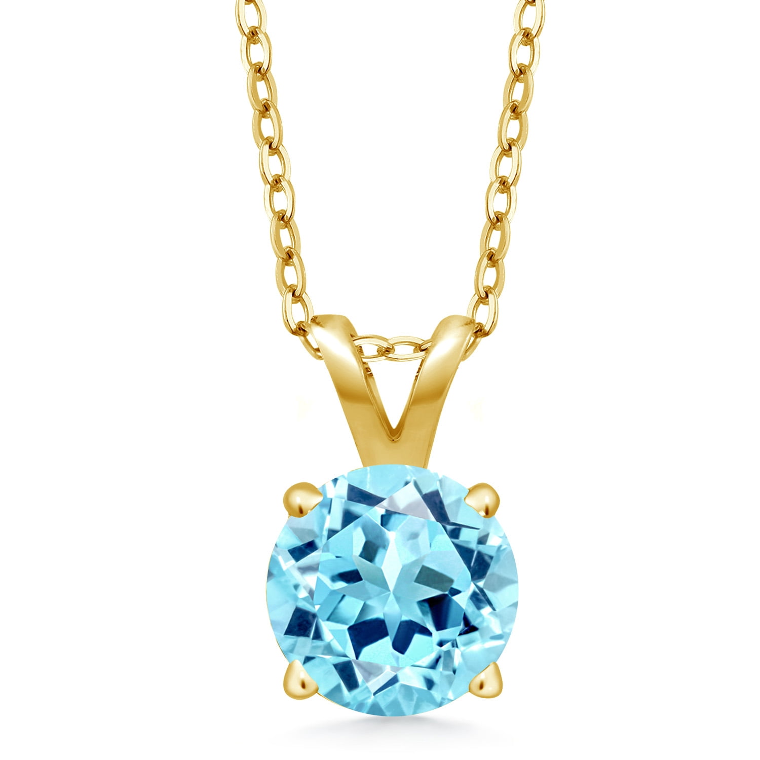 18K Yellow Gold Plated Silver Blue Created Sapphire Pendant Earrings S-1030375