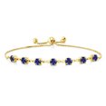 thumbnail image 1 of Gem Stone King 18K Yellow Gold Plated Silver Blue Created Sapphire Infinity Tennis Bracelet for Women (2.45 Cttw, Gemstone September Birthstone, Round 4.5MM, Fully Adjustable up to 9 inch), 1 of 4