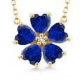 thumbnail image 1 of Gem Stone King 18K Yellow Gold Plated Silver Blue Created Sapphire and White Created Sapphire Pendant Necklace for Women (4.04 Cttw, Heart Shape 6MM, with 18 inch Chain), 1 of 4