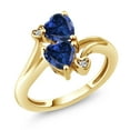 thumbnail image 1 of Gem Stone King 18K Yellow Gold Plated Silver Blue Created Sapphire and White Moissanite Ring for Women (1.63 Cttw, Heart Shape 6MM, Gemstone September Birthstone, Available in Size 5, 6, 7, 8, 9), 1 of 6