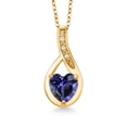 thumbnail image 1 of Gem Stone King 18K Yellow Gold Plated Silver Blue Iolite and White Lab Grown Diamond Necklace for Women (0.86Cttw, Gemstone, Heart Shape 7X7MM, with 18 inch Chain), 1 of 3
