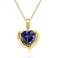 thumbnail image 1 of Gem Stone King 18K Yellow Gold Plated Silver Blue Iolite and White Moissanite Heart Shape Pendant Necklace for Women (1.27 Cttw, Heart 8MM, Gemstone Birthstone, with 18 inch Chain), 1 of 5