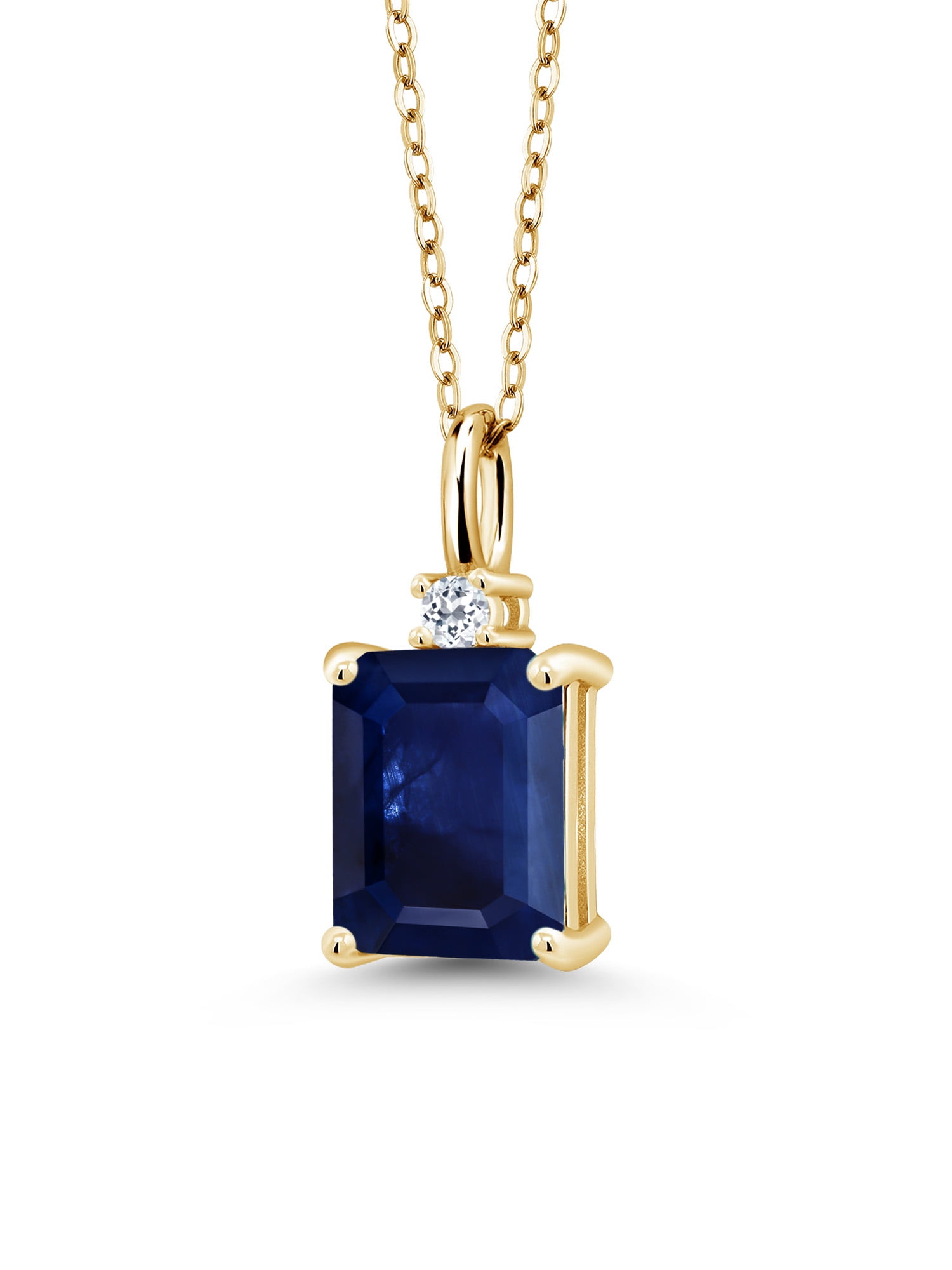 Gem Stone King 18K Yellow Gold Plated Silver Blue Sapphire and