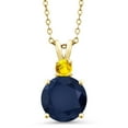 thumbnail image 1 of Gem Stone King 18K Yellow Gold Plated Silver Blue Sapphire and Yellow Sapphire Pendant Necklace for Women (5.11 Cttw, Gemstone September Birthstone, Round 10MM, With 18 inch Chain), 1 of 4