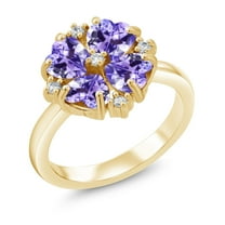 Gem Stone King 18K Yellow Gold Plated Silver Blue Tanzanite Ring for Women (2.08 Cttw, Heart Shape 5MM, Gemstone December Birthstone, Size 8)