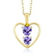 thumbnail image 1 of Gem Stone King 18K Yellow Gold Plated Silver Blue Tanzanite and Yellow Sapphire Pendant Necklace for Women (0.74 Cttw, Gemstone December Birthstone, Heart 5MM and 4MM, with 18 inch Silver Chain), 1 of 3