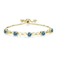 thumbnail image 1 of Gem Stone King 18K Yellow Gold Plated Silver Bracelet Persian Blue Moissanite (2.55 Cttw), 1 of 3