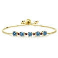 thumbnail image 1 of Gem Stone King 18K Yellow Gold Plated Silver Bracelet Persian Blue Moissanite Rhodolite Garnet (2.86 Cttw), 1 of 5