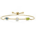 thumbnail image 1 of Gem Stone King 18K Yellow Gold Plated Silver Bracelet Persian Blue and White Moissanite (1.55 Cttw), 1 of 3