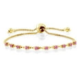 thumbnail image 1 of Gem Stone King 18K Yellow Gold Plated Silver Bracelet for Women 2.5mm Set with Round Pink Zirconia, 1 of 3