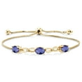 thumbnail image 1 of Gem Stone King 18K Yellow Gold Plated Silver Bracelet for Women Checkerboard Iolite Moissanite (1.97 Cttw), 1 of 5