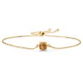 thumbnail image 1 of Gem Stone King 18K Yellow Gold Plated Silver Brown Tiger Eye Solitaire Bracelet for Women (1.00 Cttw, Cushion Cut 6MM), 1 of 4