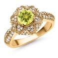 thumbnail image 1 of Gem Stone King 18K Yellow Gold Plated Silver Canary Mystic Topaz and White Moissanite Engagement Ring for Women (1.39 Cttw, Center 6MM, Gemstone, Available in Size 5, 6, 7, 8, 9), 1 of 6