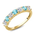 thumbnail image 1 of Gem Stone King 18K Yellow Gold Plated Silver E-F Lab Grown Diamond Swiss Blue Topaz Anniversary Ring for Women (1.28 Cttw, Gemstone Birthstone, Available in Size 5, 6, 7, 8, 9), 1 of 4