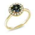 thumbnail image 1 of Gem Stone King 18K Yellow Gold Plated Silver Engagement Ring Mystic Topaz and Moissanite (1.54 Cttw) (Size 5), 1 of 4