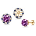 thumbnail image 1 of Gem Stone King 18K Yellow Gold Plated Silver Fancy Purple Zirconia  Earrings with Jackets for Women | 1.68 Cttw | Gemstone Birthstone | Round 6MM, 1 of 6