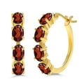 thumbnail image 1 of Gem Stone King 4.00 Ct Oval Red Garnet 18K Yellow Gold Plated Silver Earrings, 1 of 4