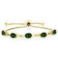 thumbnail image 1 of Gem Stone King 18K Yellow Gold Plated Silver Green Chrome Diopside and White Lab Grown Diamond Tennis Bracelet for Women (3.52 Cttw, Gemstone Birthstone, Oval 7x5MM, Fully Adjustable up to 9 inch), 1 of 4