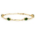 thumbnail image 1 of Gem Stone King 18K Yellow Gold Plated Silver Green Chrome Diopside and White Topaz Tennis Bracelet for Women | 3.12 Cttw | Gemstone | Oval 7X5MM | 6 inch + 1 inch Extender, 1 of 3