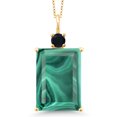 thumbnail image 1 of Gem Stone King 18K Yellow Gold Plated Silver Green Malachite and Black Onyx Pendant Necklace for Women (18.22 Cttw, Emerald Cut 18X13MM, With 18 inch Silver Chain), 1 of 4