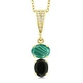 thumbnail image 1 of Gem Stone King 18K Yellow Gold Plated Silver Green Malachite and Black Onyx Pendant Necklace for Women (3.67 Cttw, Gemstone, Oval 8x6MM, with 18 inch Chain), 1 of 3