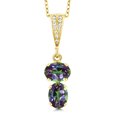 thumbnail image 1 of Gem Stone King 18K Yellow Gold Plated Silver Green Mystic Topaz Pendant Necklace for Women (3.22 Cttw, Gemstone, Oval 8x6MM, with 18 inch Chain), 1 of 3