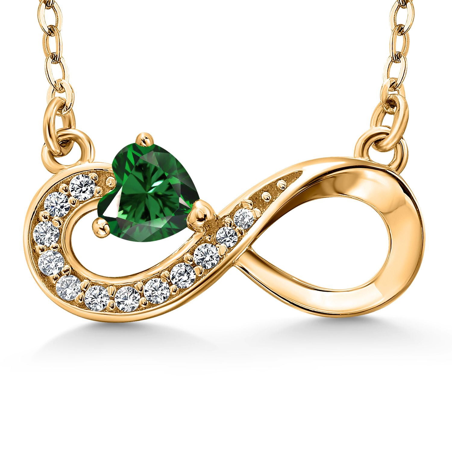 Gem Stone King 18K Yellow Gold Plated Silver Green Nano Emerald